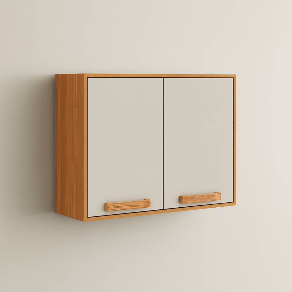Armário Aéreo 80cm c/ 2 Portas Napoles - Cinamomo/Off White