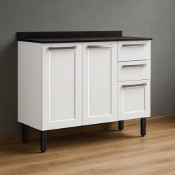 Balcão de Cozinha Aço 3 Portas 2 Gavetas Florença - Branco  Balcão de Cozinha Aço 3 Portas 2 Gavetas Florença - Branco
