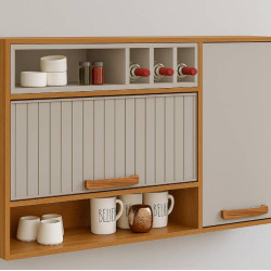 Armário Aéreo 120cm c/ 2 Portas Napoles - Cinamomo/Off White