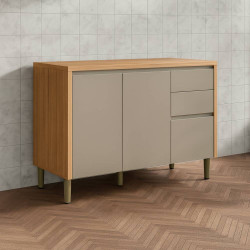 Balcão c/ Tampo c/ 2 portas e 3 Gavetas 120cm Allure - Jequitibá/Gris Fosco