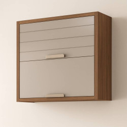 Aereo Eloise 80cm Basculante 2 Portas - Freijó/Off White  Aereo Eloise 80cm Basculante 2 Portas - Freijó/Off White