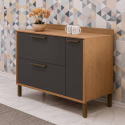 Balcão de Cozinha Syrah 1 Porta e 2 Gavetas c/ Tampo 120cm Castanho/Chumbo