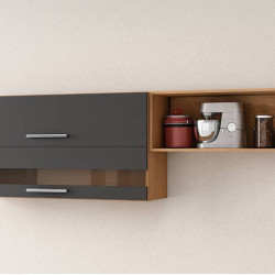 Armário Aéreo Duplo Carmenére c/ Vidro Reflecto - Ronipa - Castanho c/ Chumbo