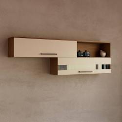 Armário Aéreo Duplo Carmenére c/ Vidro Reflecto – Ronipa - Amendoa/Off White  Armário Aéreo Duplo Carmenére c/ Vidro Reflecto – Ronipa - Amendoa/Off White