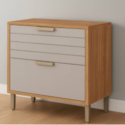 Balcão Eloise Basculante 80cm c/ 1 Portas e 1 Gavetas - Freijó/Off White 