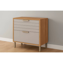 Balcão Eloise Basculante 80cm c/ 1 Portas e 1 Gavetas - Freijó/Off White  Balcão Eloise Basculante 80cm c/ 1 Portas e 1 Gavetas - Freijó/Off White