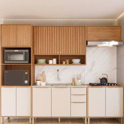 Cozinha Divina c/ 5 Peças com Aéreo de Geladeira -  Cinamomo/Off White Cozinha Divina c/ 5 Peças com Aéreo de Geladeira -  Cinamomo/Off White