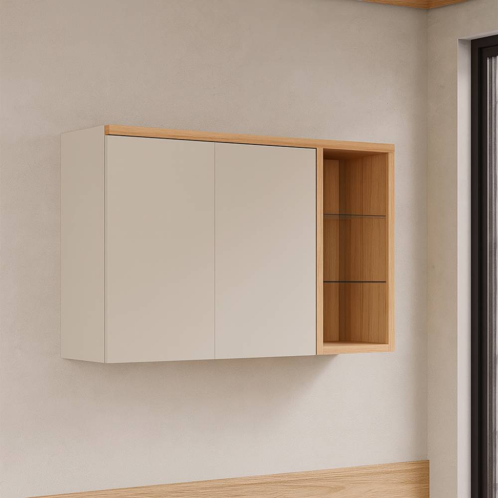 Armário Aéreo 120cm c/ 2 portas  Allure - Jequitibá/Gris Fosco