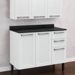 Armário Cozinha Florença c/ Aéreo Três portas c/ 2 Peças - Branco  Armário Cozinha Florença c/ Aéreo Três portas c/ 2 Peças - Branco