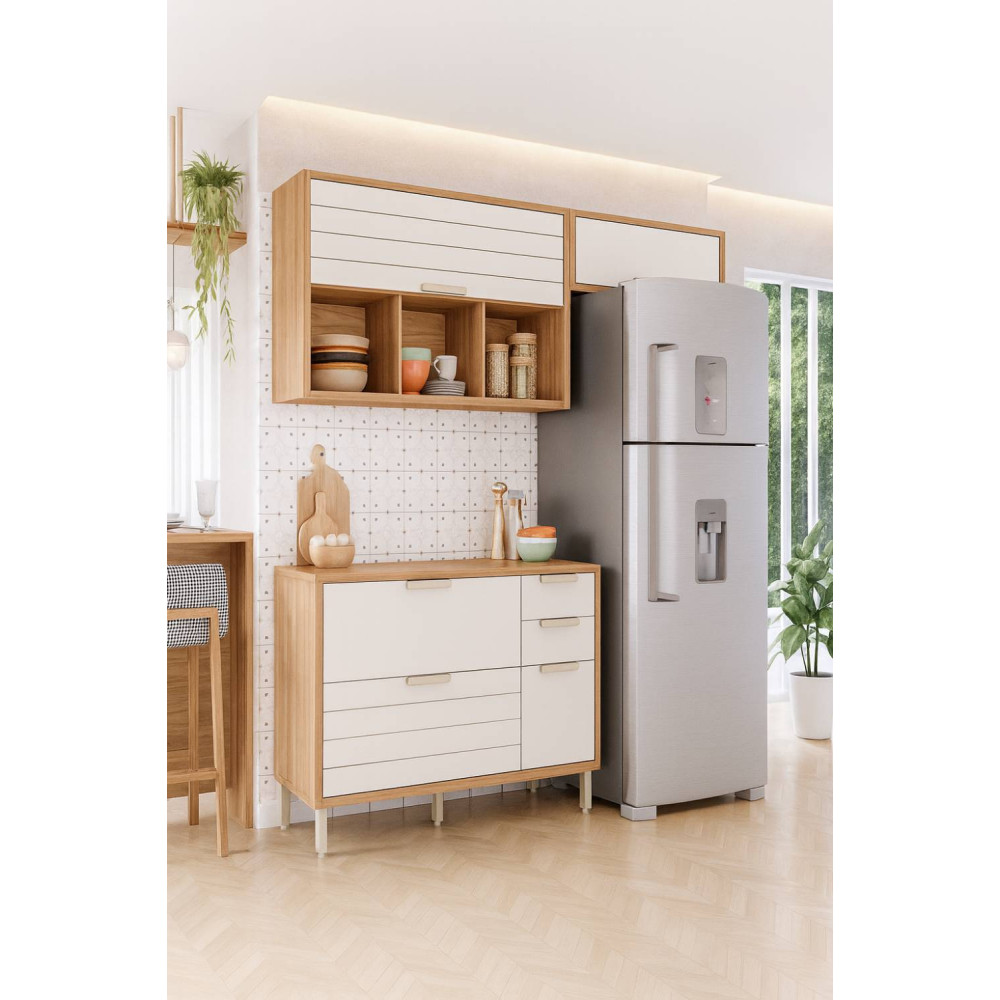 Cozinha Eloise c/ 3 Peças - Freijó/ Off White