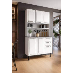 Kit de Cozinha Compacta  6 Portas 2 Gavetas Pratika - Branco 