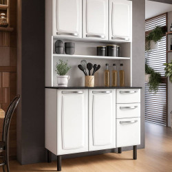 Kit de Cozinha Compacta  6 Portas 2 Gavetas Pratika - Branco  Kit de Cozinha Compacta  6 Portas 2 Gavetas Pratika - Branco