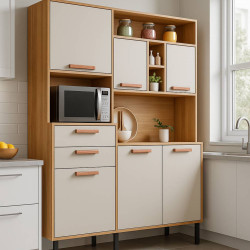 Kit Cozinha Compacta Napoles c/ 6 Portas 2 Gavetas 6 Prateleiras-Cinamomo/Off White Kit Cozinha Compacta Napoles c/ 6 Portas 2 Gavetas 6 Prateleiras-Cinamomo/Off White