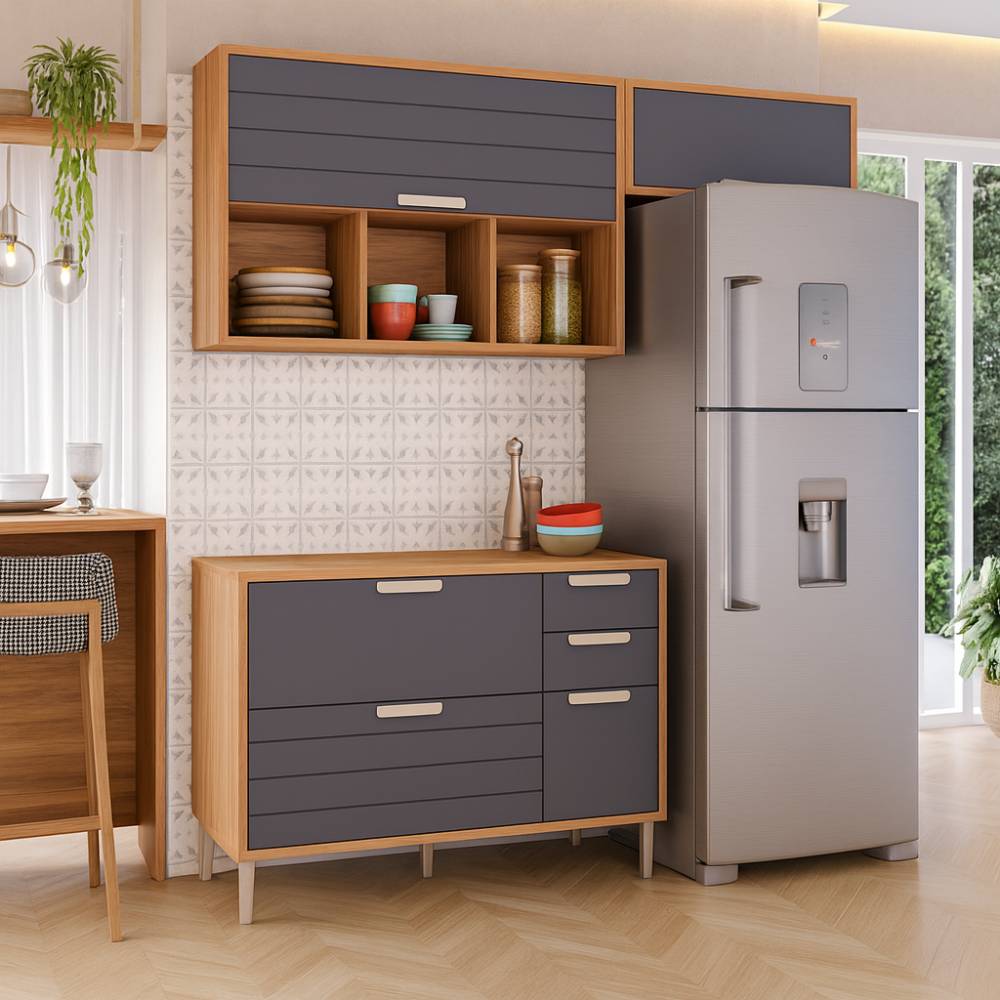 Cozinha Eloise c/ 3 Peças - Freijó/Titanium