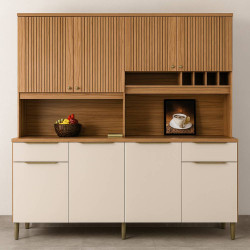 Kit de Cozinha Compacta Concord 8 Portas e 2 Gavetas - Amendoa/Off  White  Kit de Cozinha Compacta Concord 8 Portas e 2 Gavetas - Amendoa/Off  White