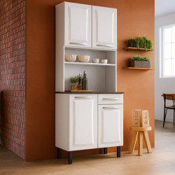 Kit de Cozinha Compacta 4 Portas 1Gavetas Pratika - Branco Kit de Cozinha Compacta 4 Portas 1Gavetas Pratika - Branco
