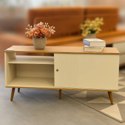 Rack Bancada Rubi para Tvs até 50 " - Nature/Off White