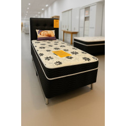 Kit - Cama Box Conjugada Solteiro Union Ortobom Ortopédica + Cabeceira de Cama Box Solteiro – Courino – Preta + 2 Travesseiro Flocos - Ortobom