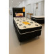 Kit - Cama Box Conjugada Solteiro Union Ortobom Ortopédica + Cabeceira de Cama Box Solteiro – Courino – Preta + 2 Travesseiro Flocos - Ortobom