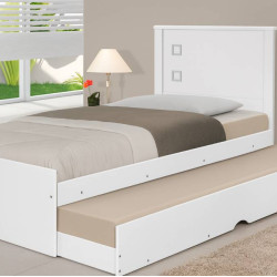 Cama Solteiro Barcelona Com Auxiliar - Branco  Cama Solteiro Barcelona Com Auxiliar - Branco