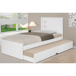 Cama Solteiro Barcelona Com Auxiliar - Branco  Cama Solteiro Barcelona Com Auxiliar - Branco