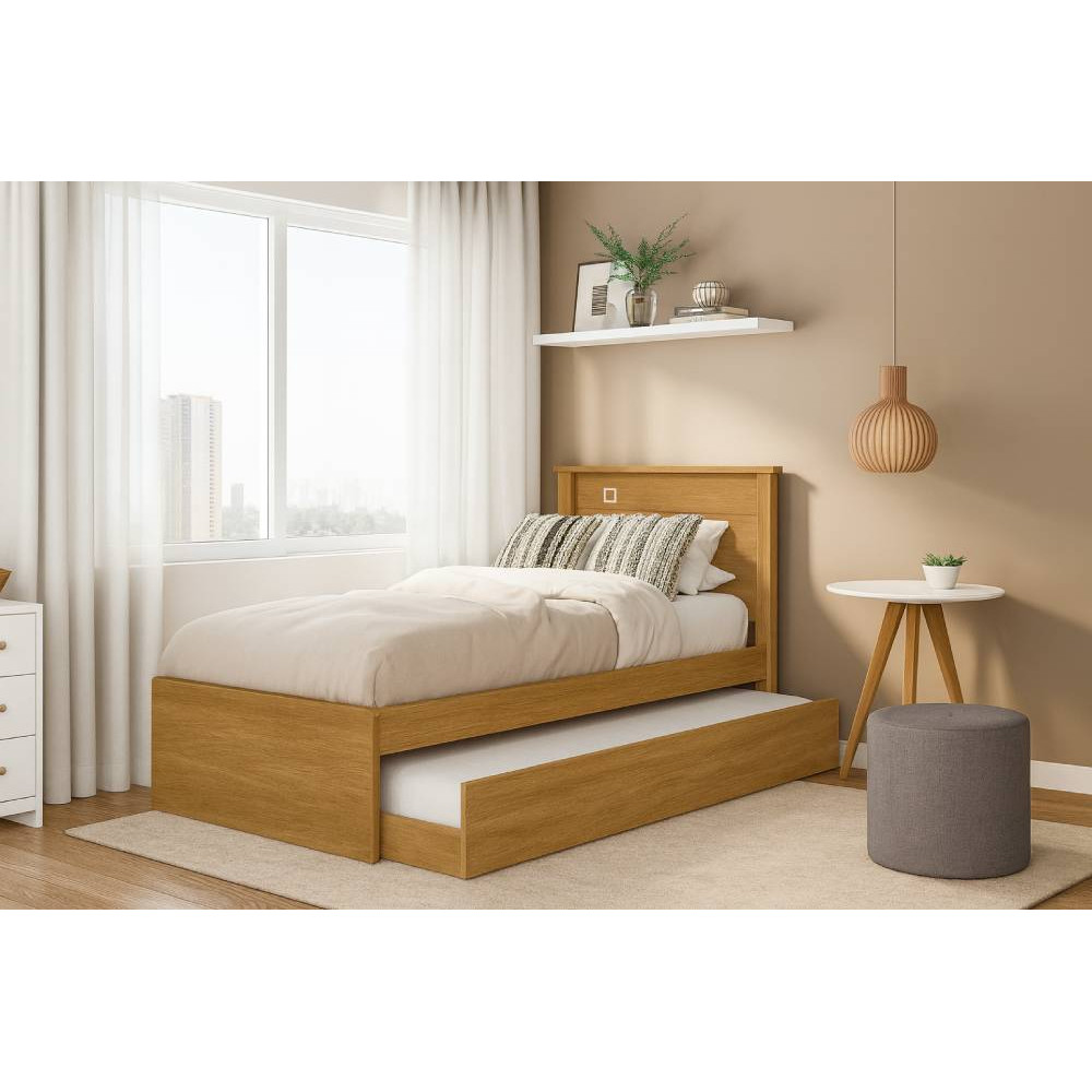 Cama Solteiro Barcelona Com Auxiliar - Nature