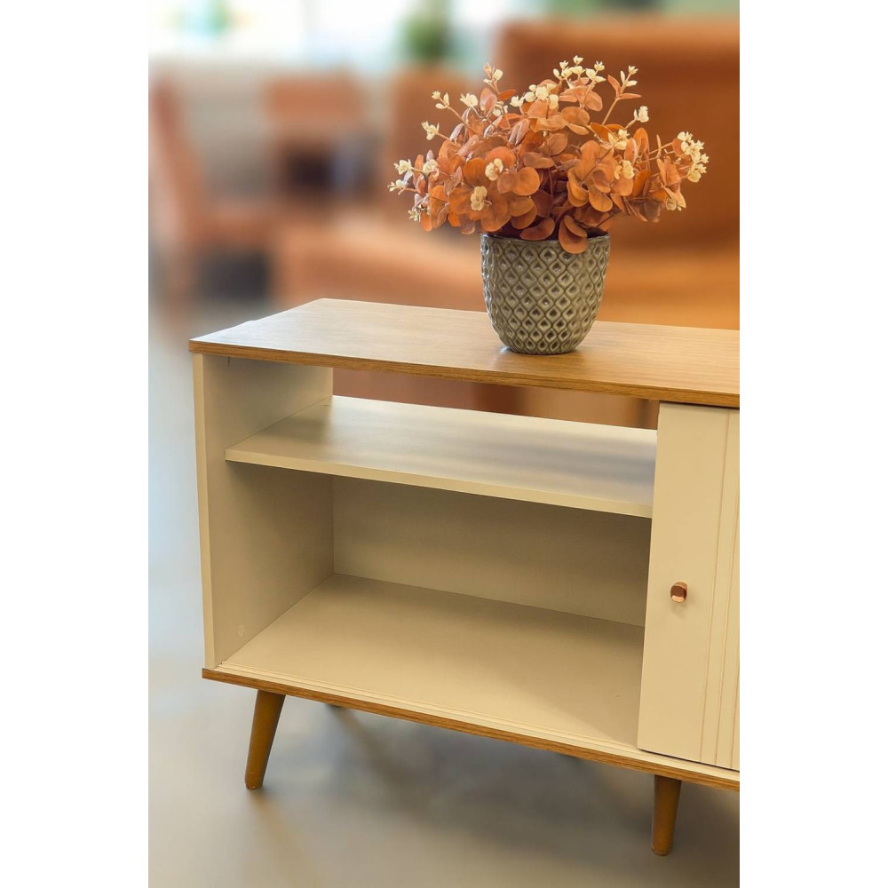 Rack Bancada Rubi para Tvs até 50 " - Nature/Off White