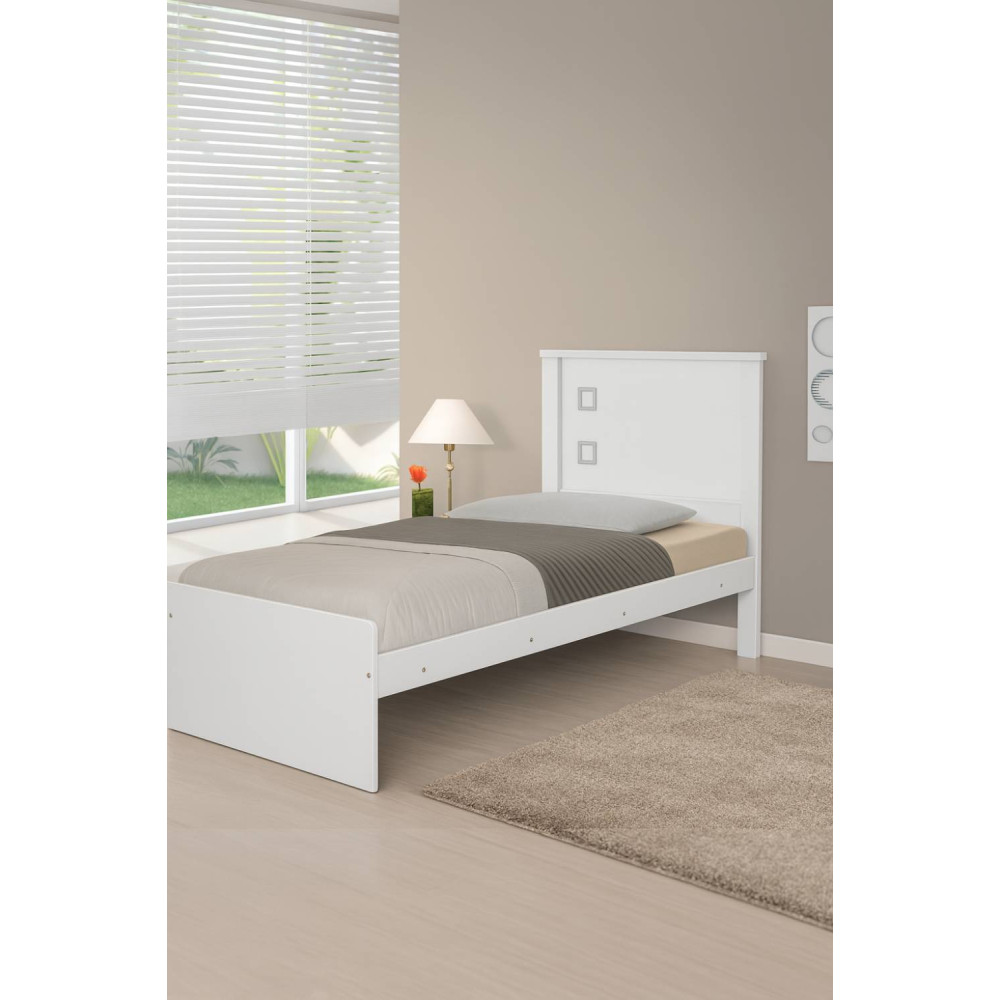 Cama Solteiro Barcelona Flex - Branca e Preta