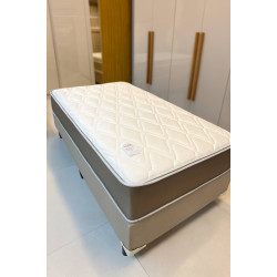 Colchão Royal Solteiro c/ Molas Ensacadas 24X188X88 Marrom + Base Solteiro Linho 88x188x30 - Ortobom - Bege