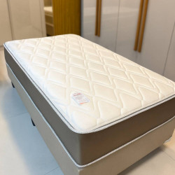 Colchão Royal Solteiro c/ Molas Ensacadas 24X188X88 Marrom + Base Solteiro Linho 88x188x30 - Ortobom - Bege