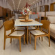 Mesa de Jantar Tália 120cm Tampo vidro Off White com 4 cadeiras Turquia Gold - Linho Bege