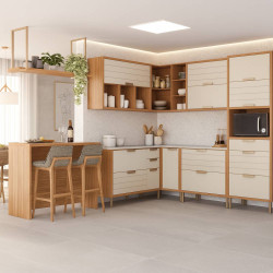 Cozinha Eloise c/ 8 Peças - Freijó/ Off White Cozinha Eloise c/ 8 Peças - Freijó/ Off White