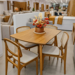 Mesa de Jantar Turquia 1.20cm Tampo Laminado com 4 cadeiras Turquia Premium tela madeira - Linho Bege Mesa de Jantar Turquia 1.20cm Tampo Laminado com 4 cadeiras Turquia Premium tela madeira - Linho Bege