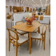 Mesa de Jantar Turquia 1.20cm Tampo Laminado com 4 cadeiras Turquia Premium tela madeira - Linho Bege