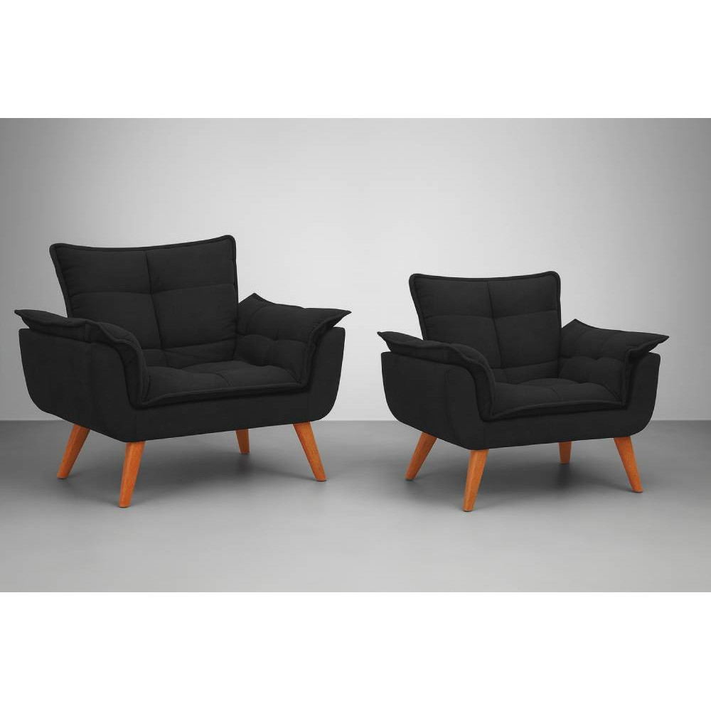 Kit 02 Poltronas Decorativa - Bella - Preto