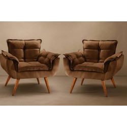 Kit 02 Poltronas Decorativa – Bella- Marrom
