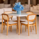 Mesa de Jantar Turquia 1.20cm Tampo vidro Off White com 4 cadeiras Turquia Premium tela madeira - Linho Bege