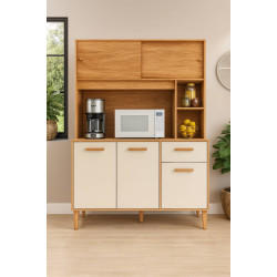 Kit Cozinha Compacta Perola 5 portas e 1 Gaveta - Cinamomo/Off White