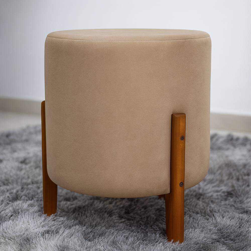 Puff Decorativo Nara - Veludo Bege
