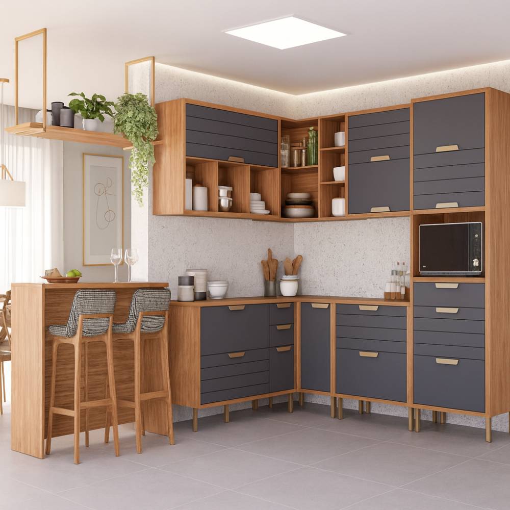 Cozinha Eloise c/ 8 Peças - Freijó/Titanium
