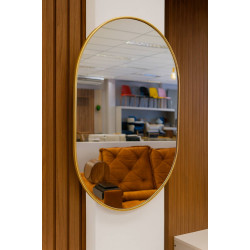 Espelho Arredondado 70x50 - Dourado 