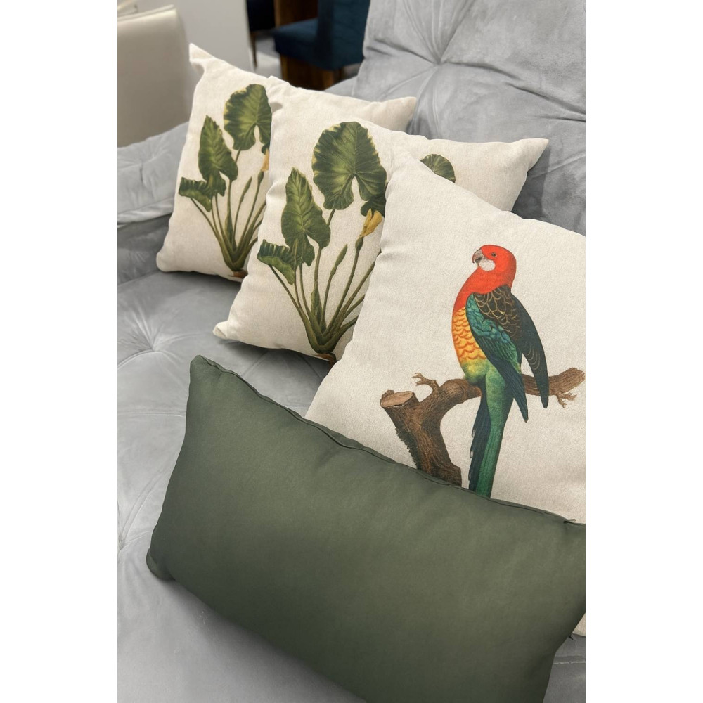 Kit com 4 Almofadas Decorativas Fauna e Flora