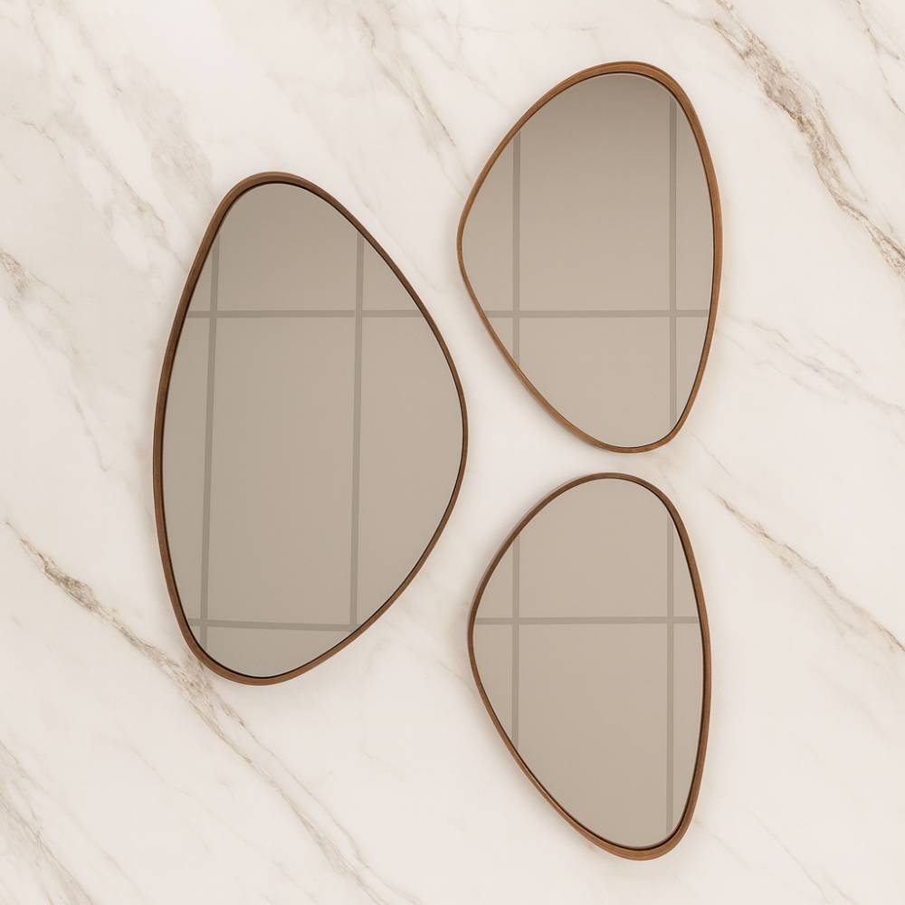 Conjunto Espelho Orgânico Madri c/ 3 Peças - Cinamomo