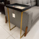 Mesa Lateral de Apoio JB 4774 c/ Espelho e Pé De Aço - Preto/Dourado 