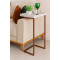 Mesa Lateral de Apoio JB 4774 c/ Espelho e Pé De Aço - Perola/Bronze 