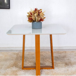 Mesa de Jantar Pedro 90x90 - Mel / Off White Mesa de Jantar Pedro 90x90 - Mel / Off White