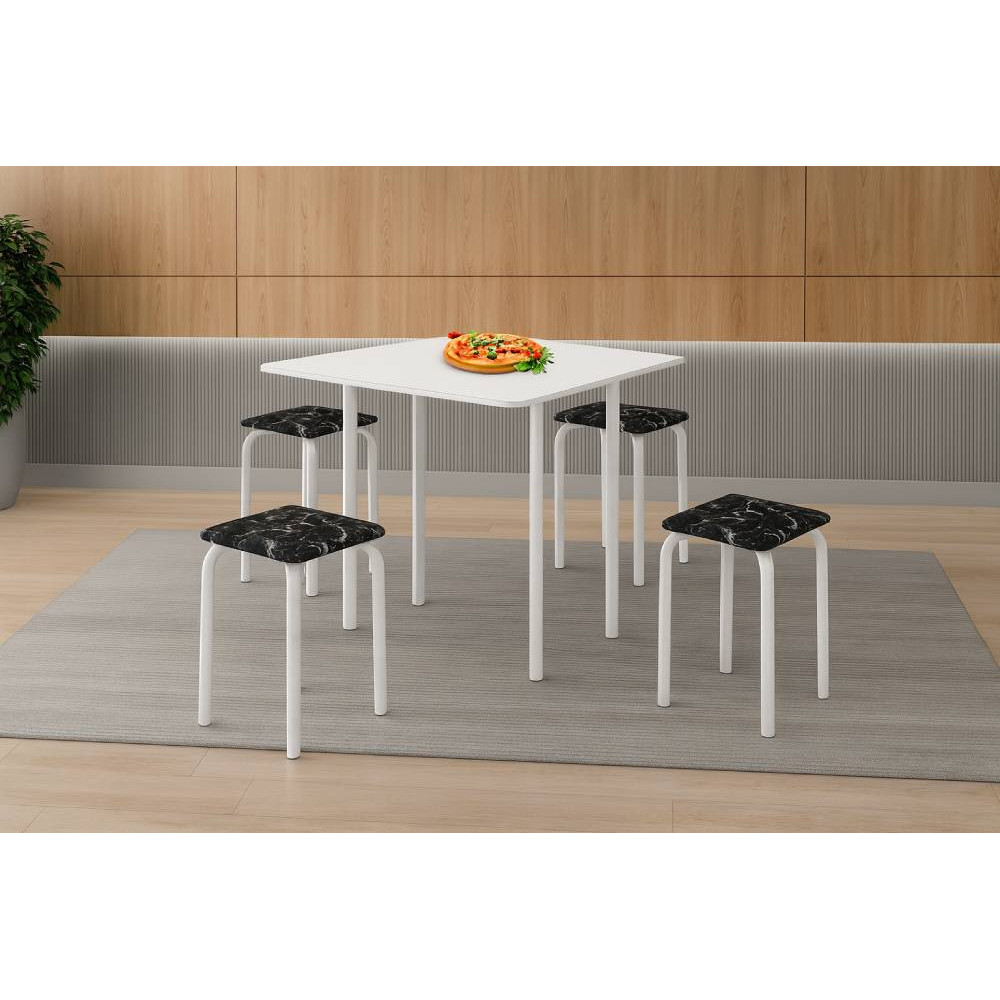 Mesa Dobrável Luana com 4 Banquetas - Branco
