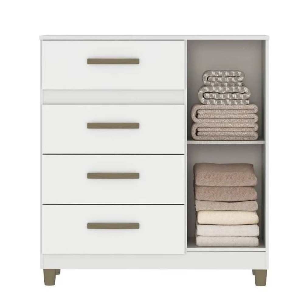Cômoda Leme C/ Sapateira 4 Gavetas com 1 Porta - Branco