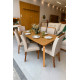Mesa de Jantar Londrina 1.80cm Tampo Laminado com 6 cadeiras Amsterdã - Linho Bege