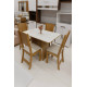Conjunto Mesa de Jantar Evora 1,10cm c/ 4 Cadeiras Linho Bege - Freijó/Off white